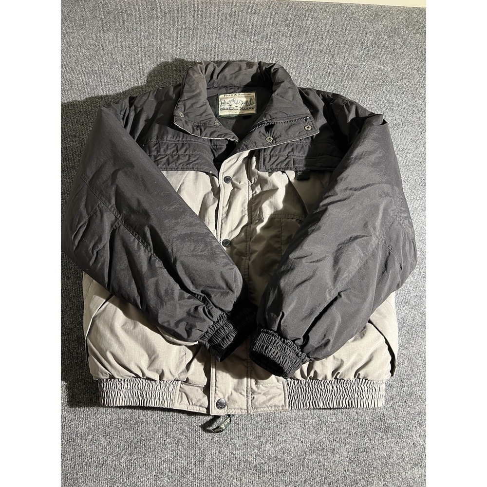 Field and Stream Gordon & Ferguson Puffer Jacket Mens Medium Black Tan Vintage